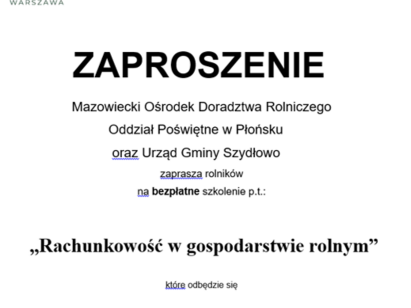 „Rachunkowość w gospodarstwie rolnym”