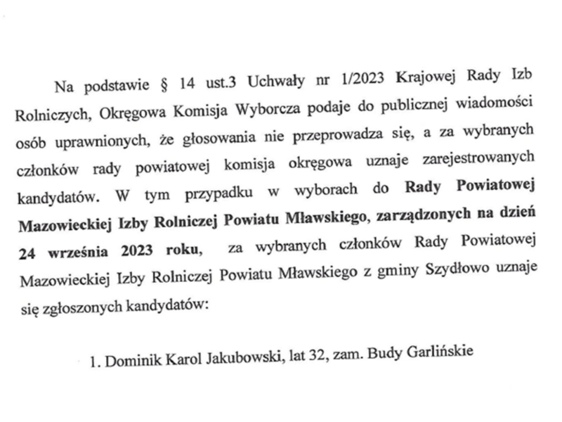 obwieszczeni OKW nr 105 w Szydłowie