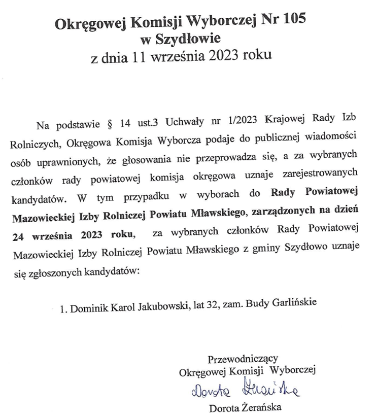 obwieszczeni OKW nr 105 w Szydłowie