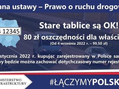 Tablica informująca o zmianach w ustawie Prawo o ruchu drogowym. 