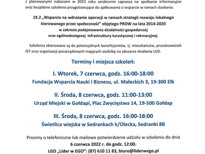 Informacja o szkoleniu