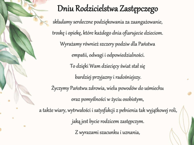 Życzenia z okazji Dnia Rodzicielstwa Zastępczego