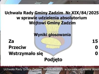 Jednogłośne absolutorium dla Wójta Gminy Zadzim
