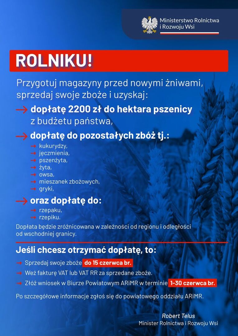 dopłaty do zbóż