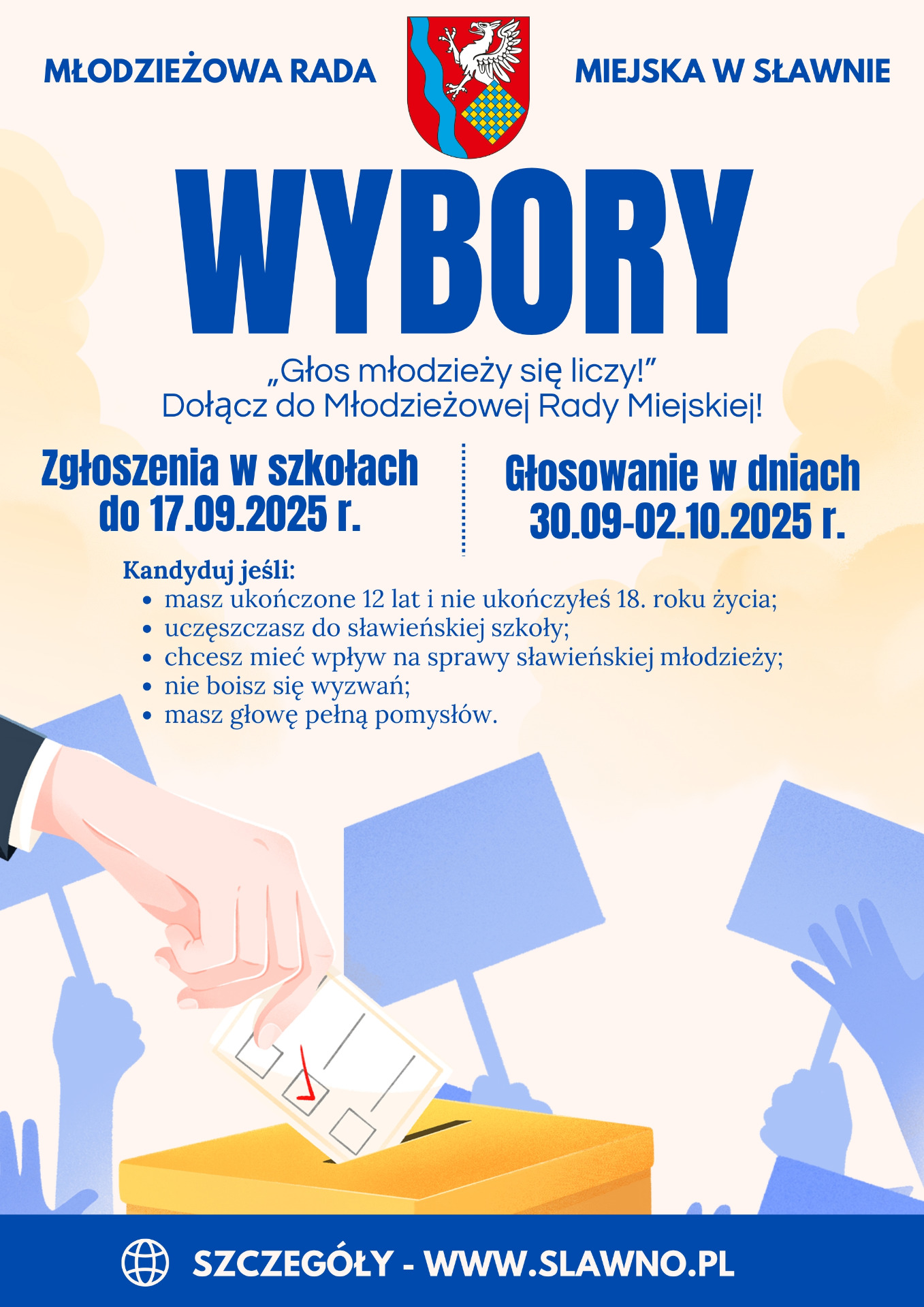 Plakat Młodzieżowa Rada Miejska w Sławnie - 2025