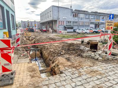 Postęp prac przy przebudowie ulic w centrum Sławna