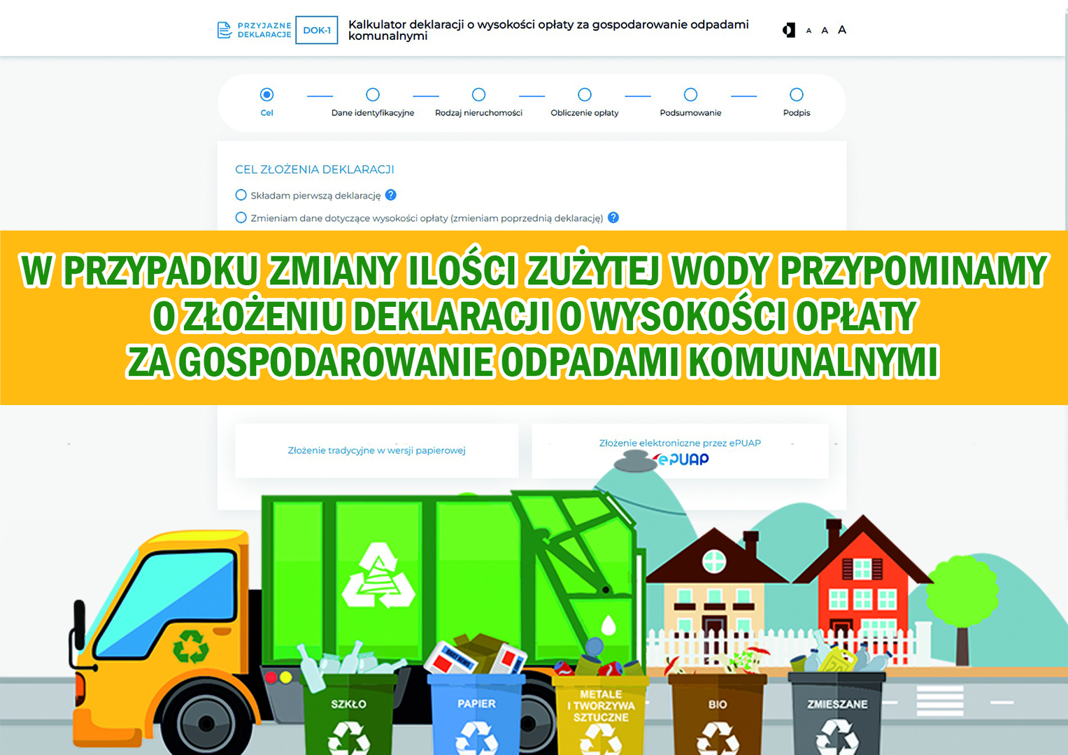 Złóż deklarację o wysokości opłaty za gospodarowanie odpadami komunalnymi