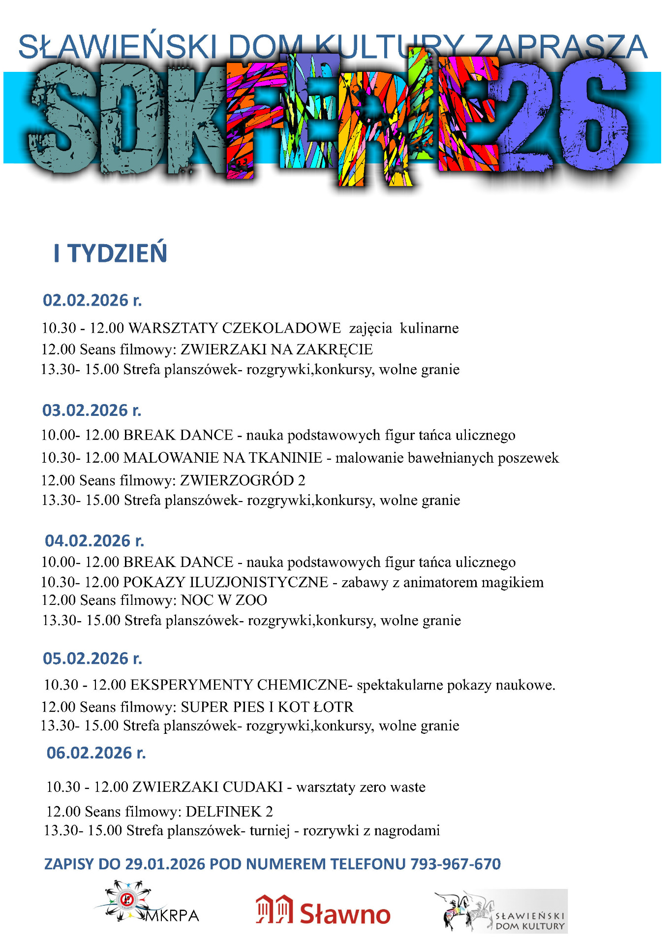 Ferie zimowe 2026 w Sławnie