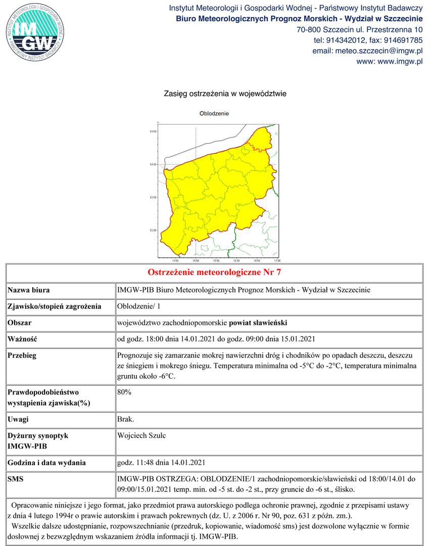 
Ostrzeżenie meteorologiczne
