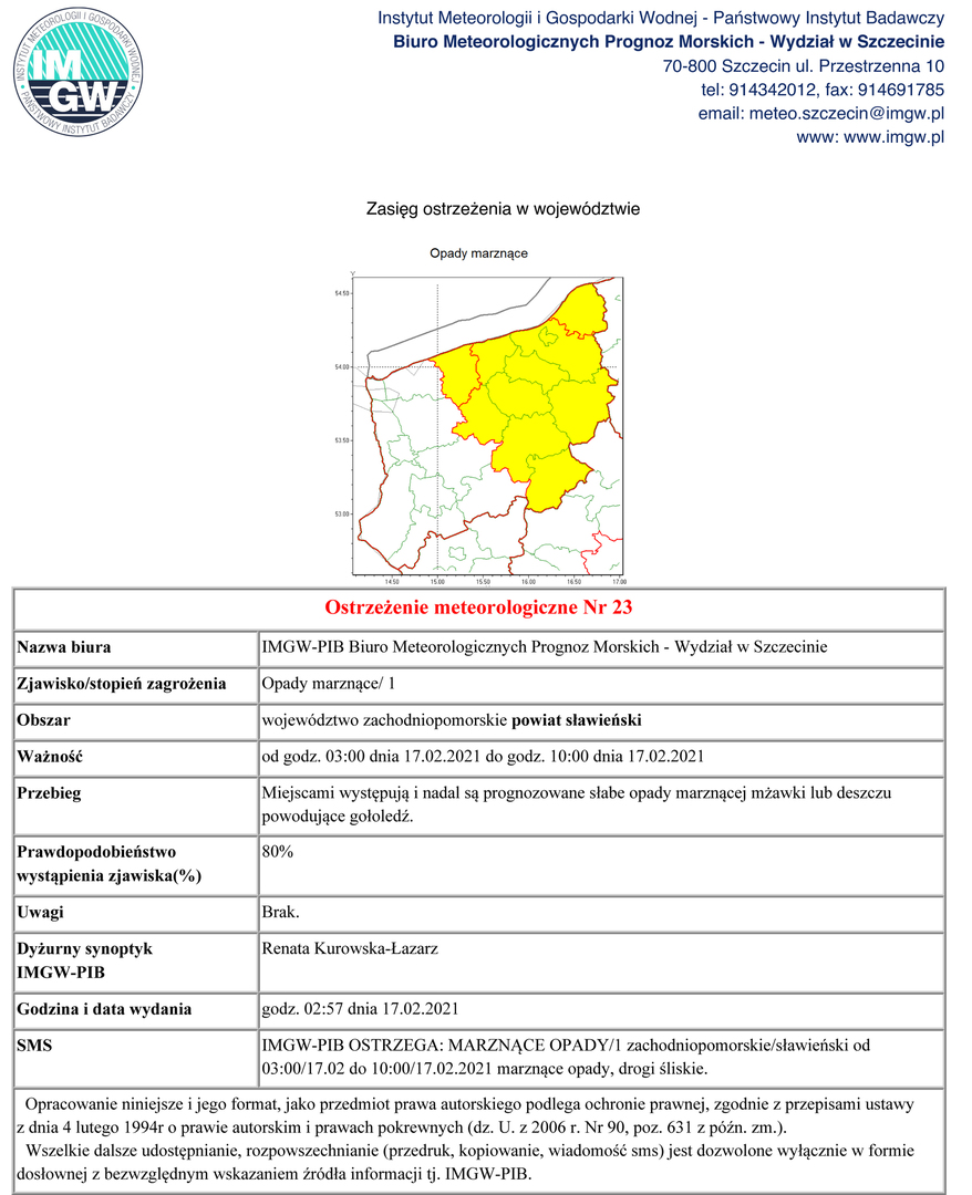
Ostrzeżenie meteorologiczne
