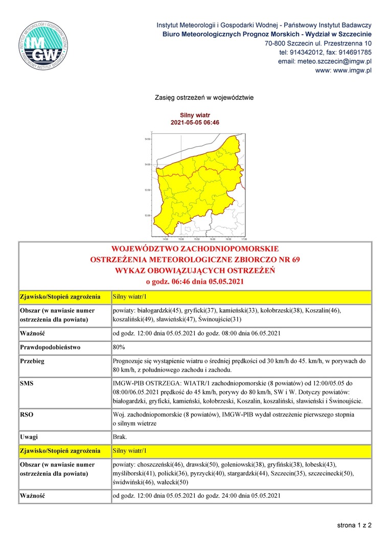 
Ostrzeżenie meteorologiczne
