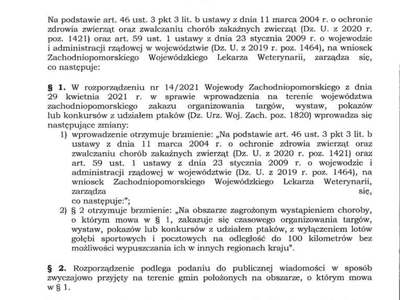 Zakaz organizacji targów z udziałem ptaków!