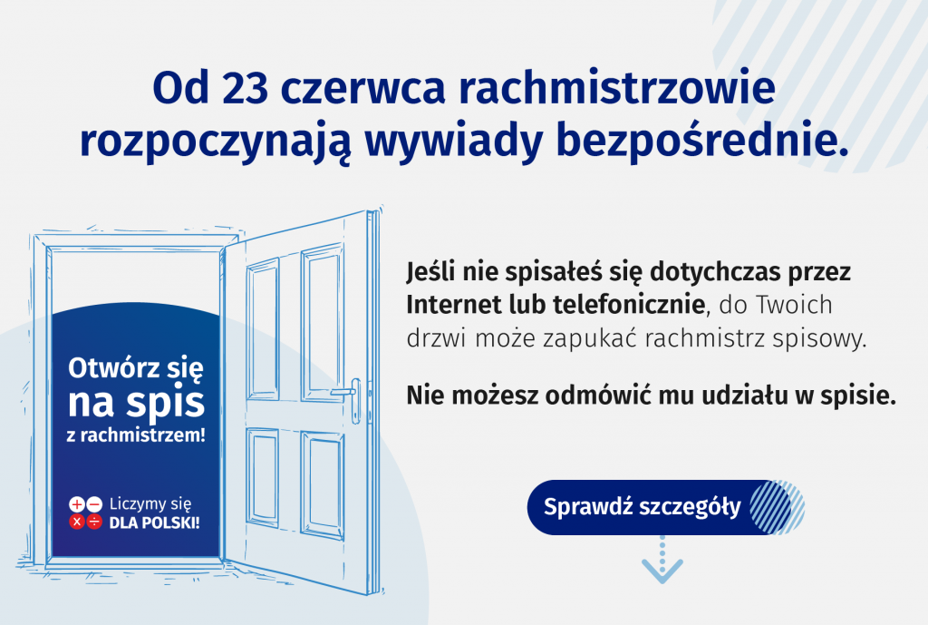 
Od 23 czerwca br. rachmistrzowie spisowi rozpoczną wywiady bezpośrednie...

