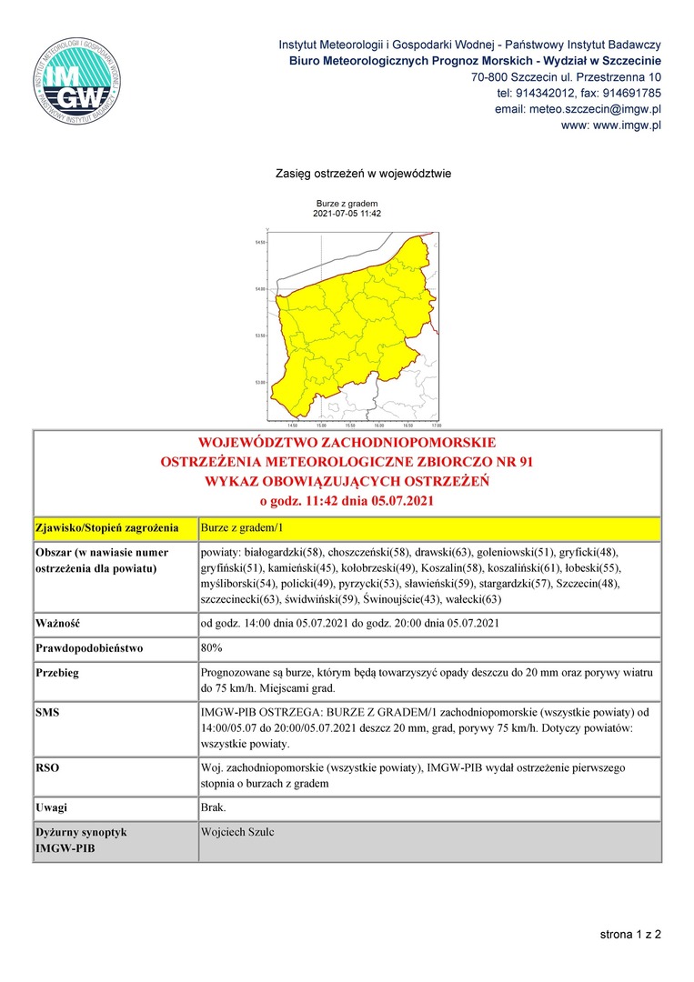 
Ostrzeżenie meteorologiczne
