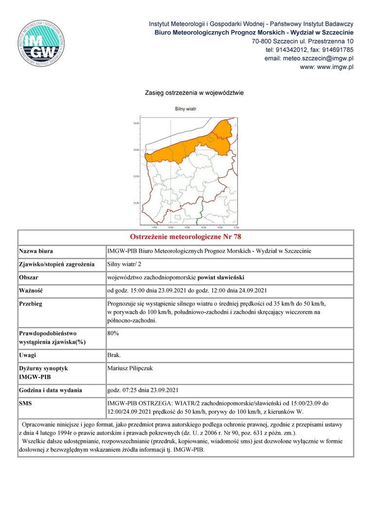 
Ostrzeżenie meteorologiczne
