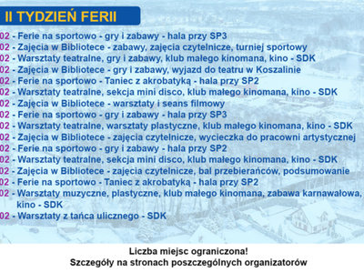 Atrakcje na drugi tydzień ferii zimowych 2022