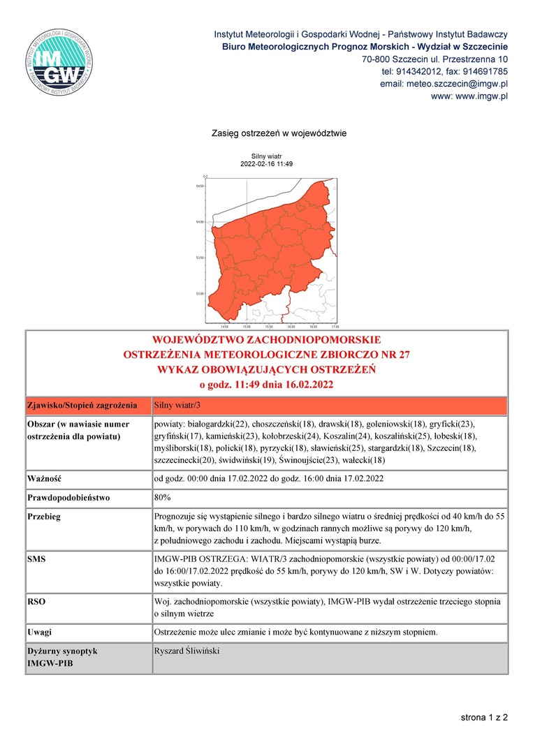 
Ostrzeżenie meteorologiczne
