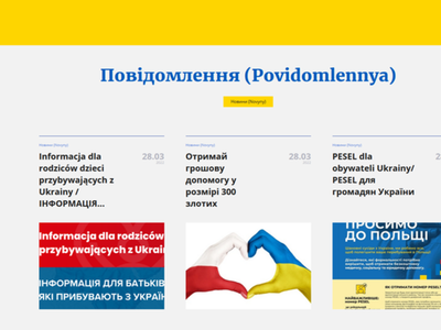 Strona internetowa z informacjami dla uchodźców