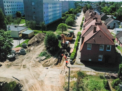 Ulica Okrzei w przebudowie
