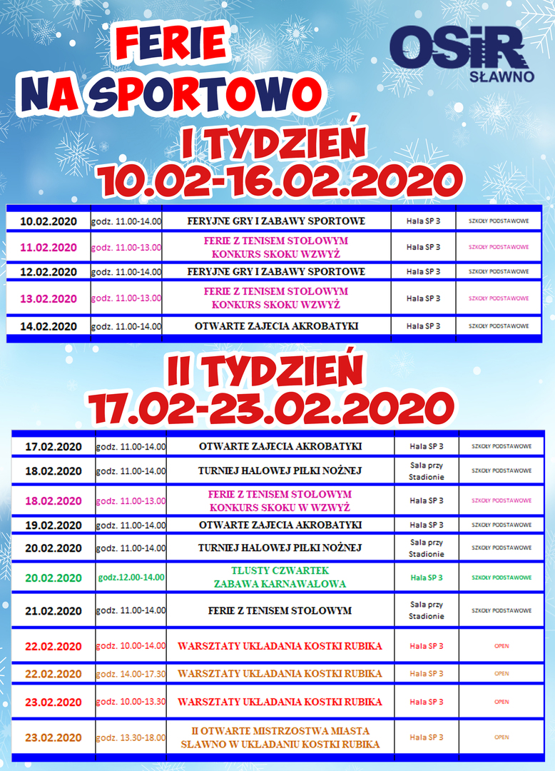 Ferie zimowe z OSiR