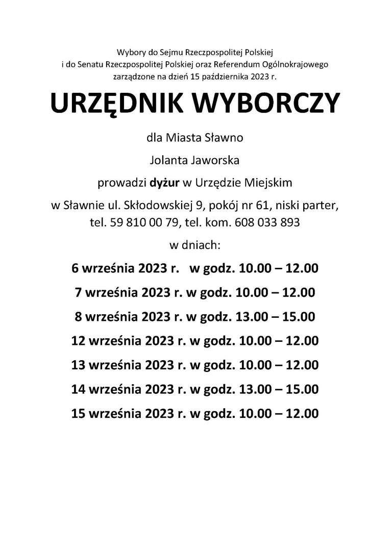 
Dyżur urzędnika wyborczego
