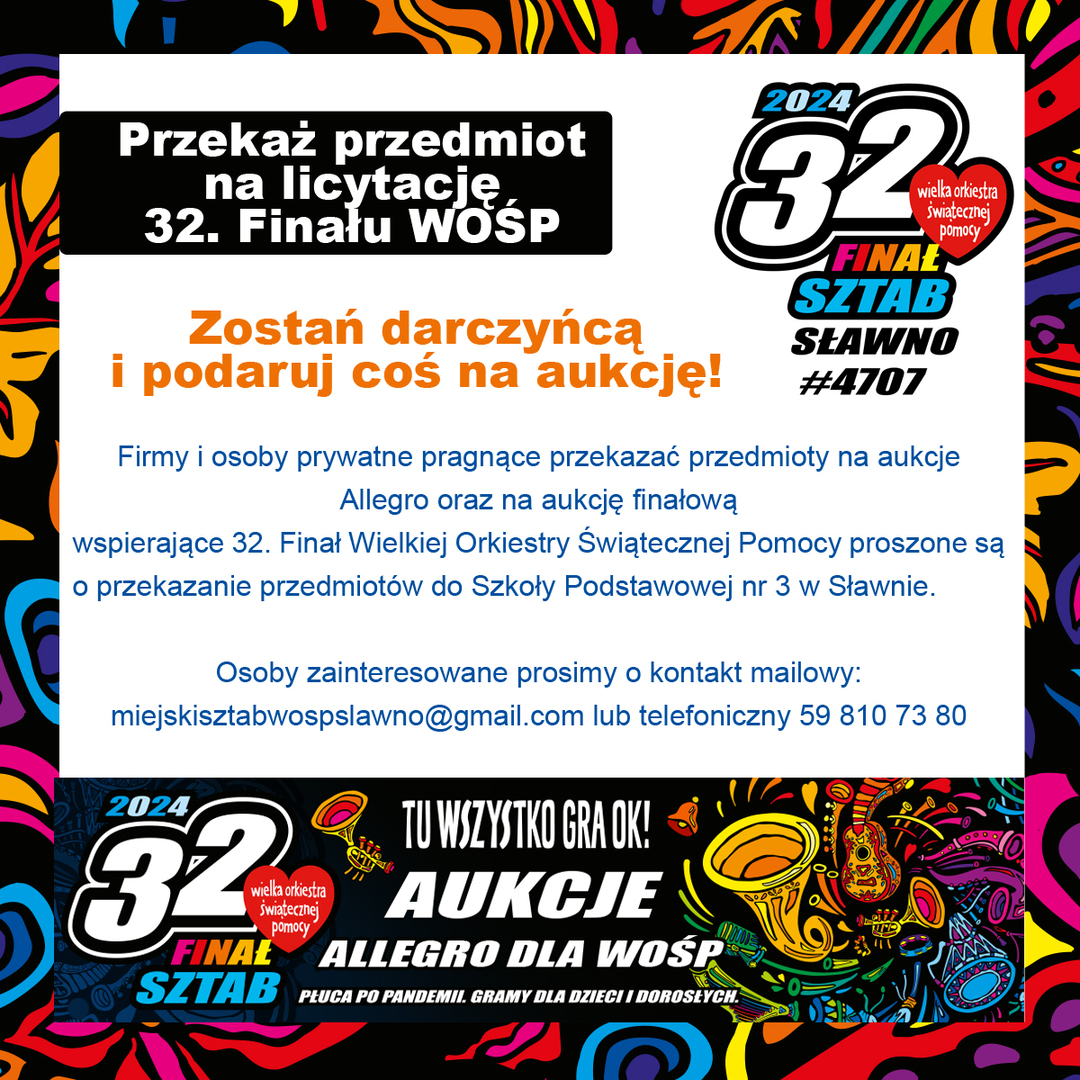 Przekaż przedmiot na licytację 32. Finału WOŚP 