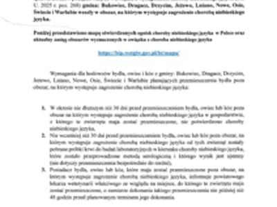 Zagrożenie chorobą niebieskiego języka