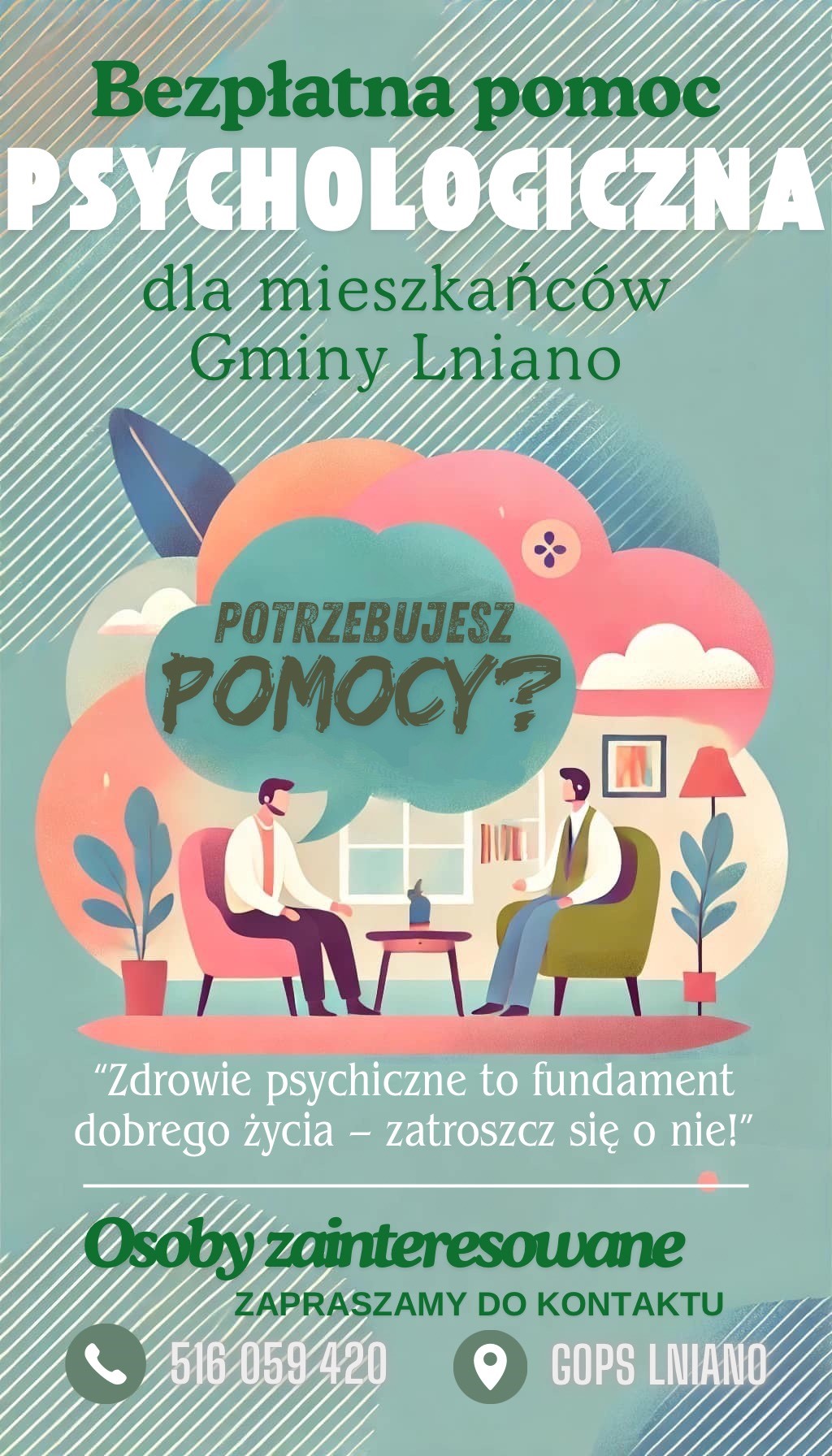 Bezpłatna pomoc psychologiczna dla mieszkańców Gminy Lniano