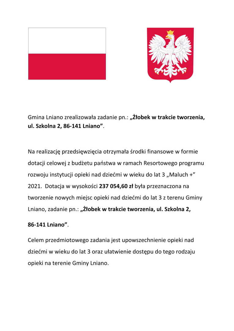 Tablica informacyjna zadania pt. Żłobek w trakcie tworzenia