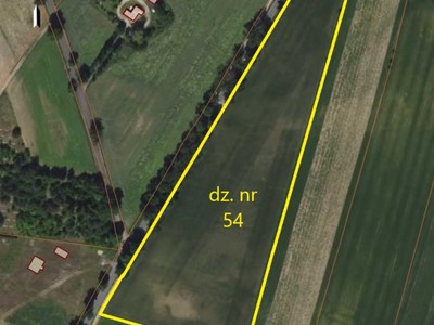 Zdjęcie przedstawia zarys działki ewidencyjnej przeznaczonej do wydzierżawienia