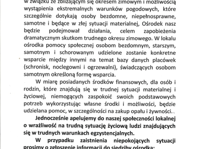 Apel do mieszkańców