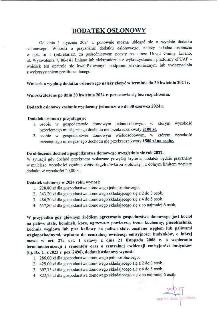 dodatek osłonowy