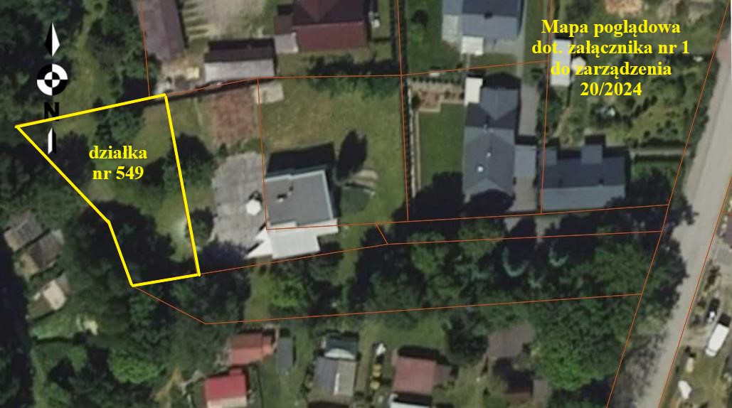 Mapa poglądowa działki nr 549 w Ostrowitem dotycząca zarządzenia nr 20/2024
