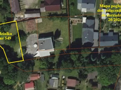 Mapa poglądowa działki nr 549 w Ostrowitem dotycząca zarządzenia nr 20/2024