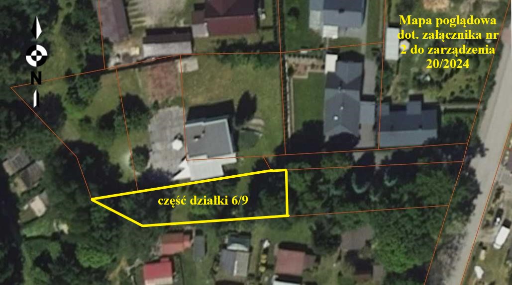 Mapa poglądowa części działki nr 6/9 w Ostrowitem dotycząca zarządzenia nr 20/2024