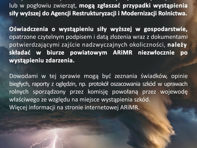 Wystąpienie siły wyższej w gospodarstwie