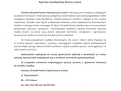 Apel do mieszkańców - okres zimowy