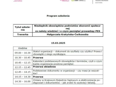program szkolenia