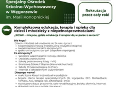 plakat promujący Specjalny Ośrodek Szkolno Wychowawczy w Węgorzewie