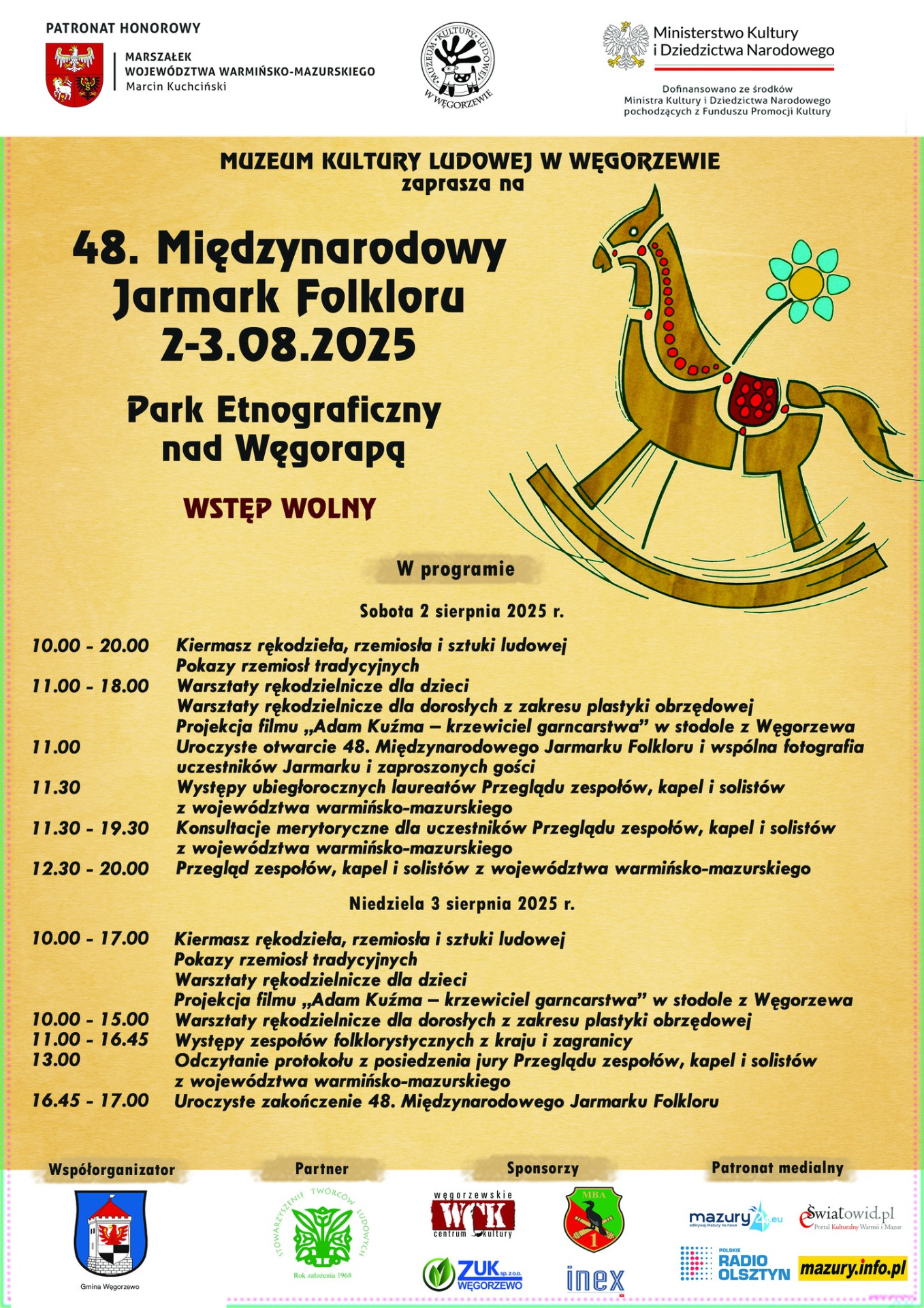 plakat na plakacie informacje o wydarzeniu i konik bujany