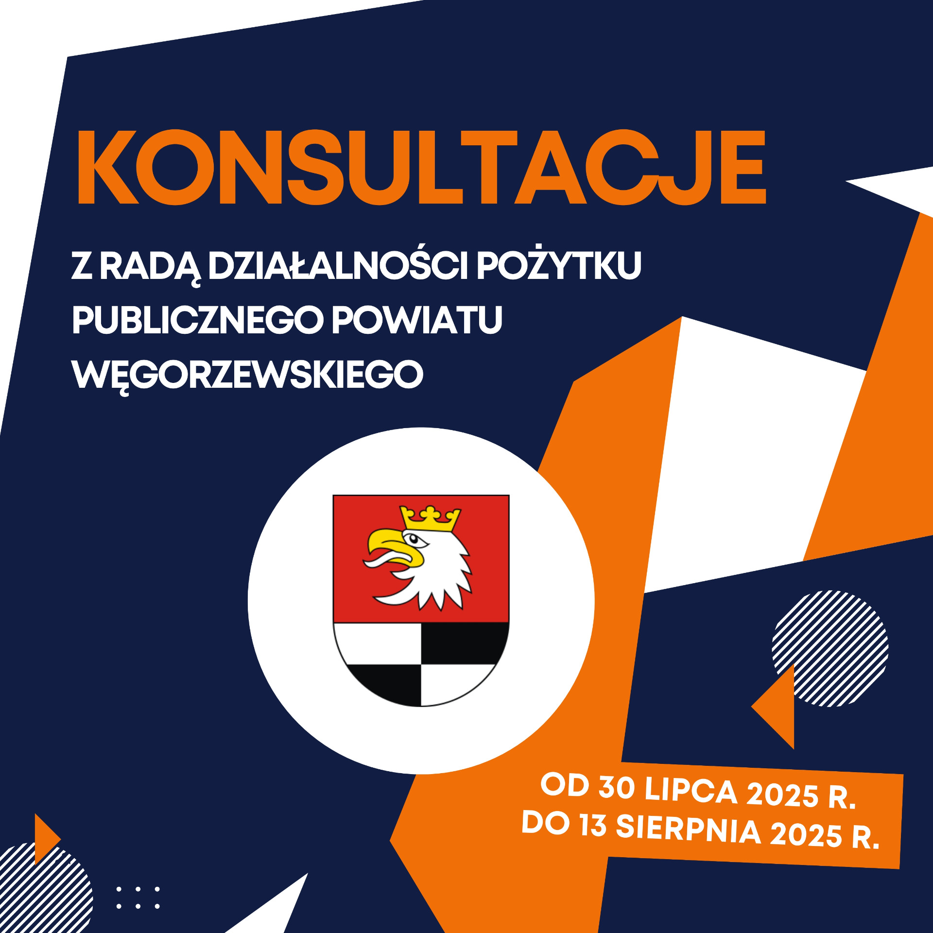 grafiki - napis konsultacje z Radą Działalności Pożytku Publicznego Powiatu Węgorzewskiego