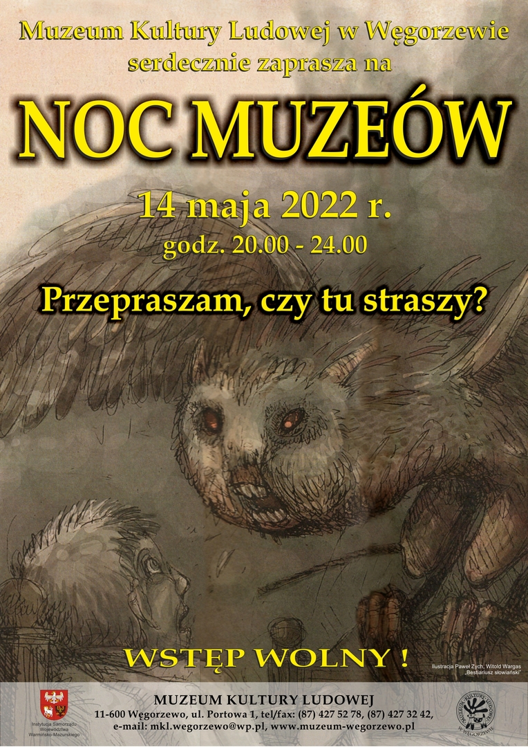 Plakat Noc Muzeów w MKL Węgorzewo
