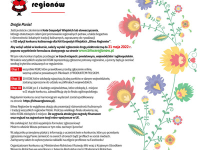 VII edycja ogólnopolskiego konkursu kulinarnego dla Kół Gospodyń Wiejskich „Bitwa Regionów”