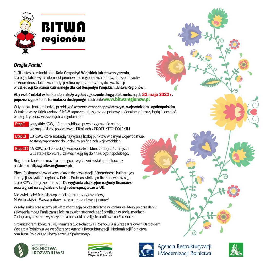 VII edycja ogólnopolskiego konkursu kulinarnego dla Kół Gospodyń Wiejskich „Bitwa Regionów”