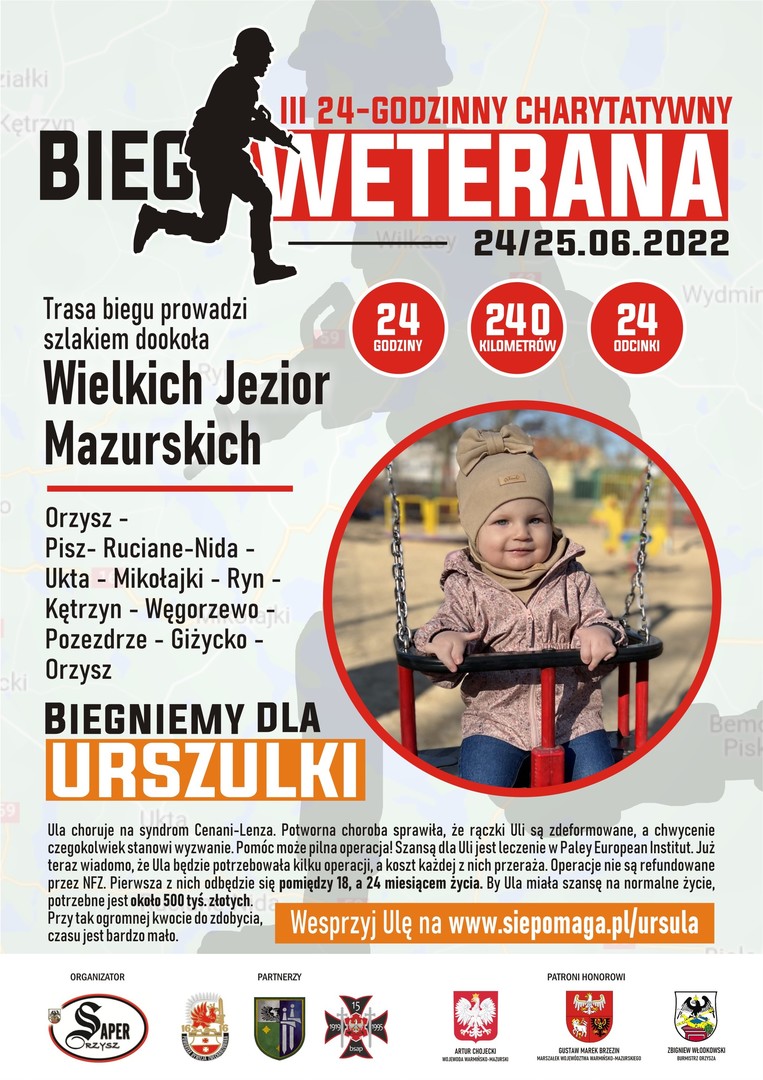 Plakat 24-godzinnego charytatywnego Biegu Weterana