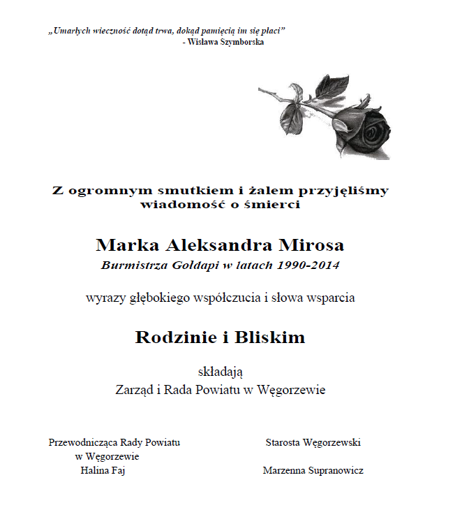 treść kondolencji