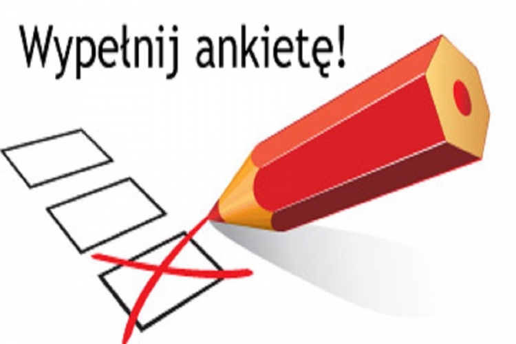obrazek z napisem wypełnij ankietę, polami do zaznaczenia i czerwonym ołówkiem