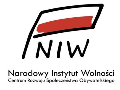 logo - flaga biało czerwona oraz napis NIW - Narodowy Instytut Wolności Centrum Rozwoju Społeczeństwa Obywatelskiego