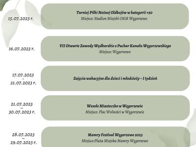 Kalendarz wydarzeń na miesiąc lipiec cz.2