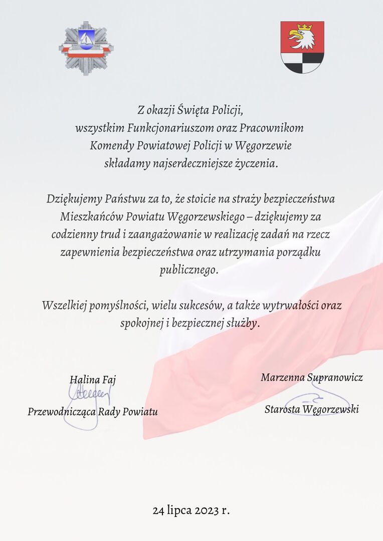 Życzenia z okazji święta policji